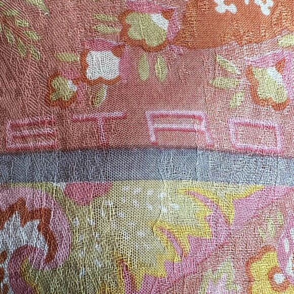 Auth ETRO - Pink Light Brown Multi Silk Scarf - Picture 2 of 5
